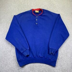 Vintage Russell Athletic Sweatshirt Size XL Blue Henley Crewneck Longsleeve